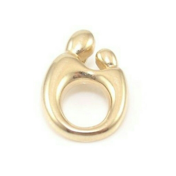 14k gold mother and child necklace